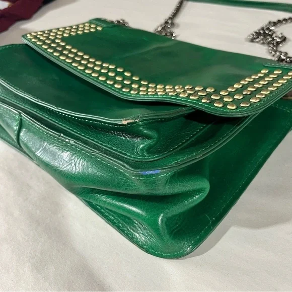 Patricia Nash Discovery Green Studded Merano Leather Shoulder Bag - Picture 13 of 16